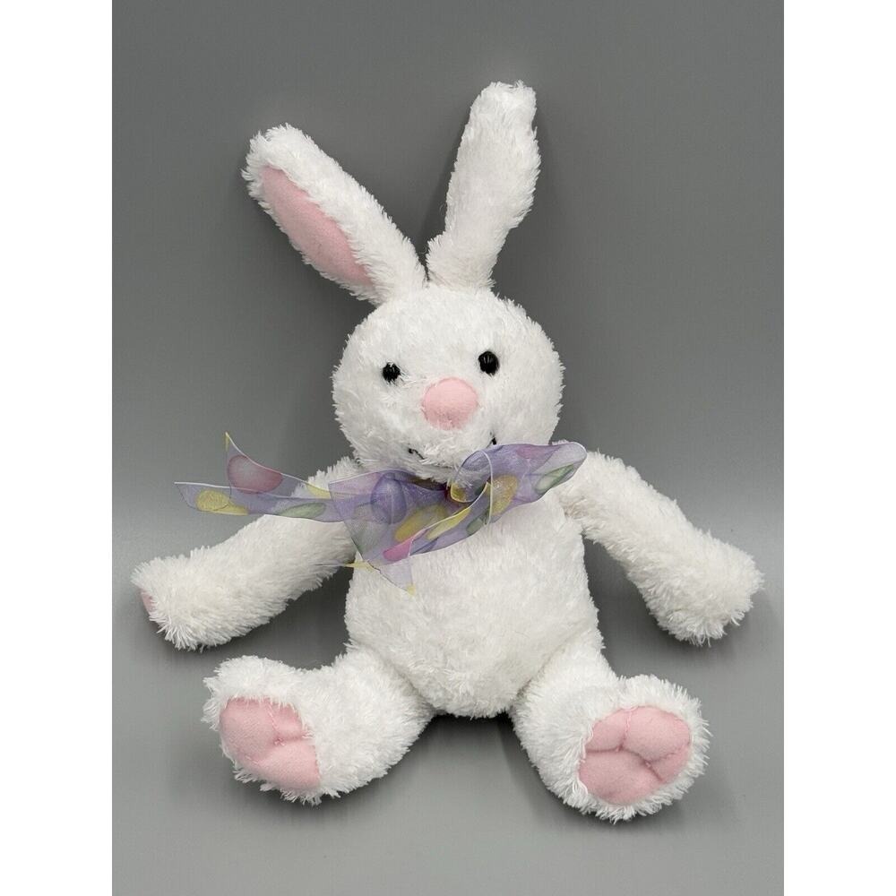 Hallmark White Plush Floppy Ear Bunny Rabbit 9" Stuffed Animal W/ Ribbon Bow